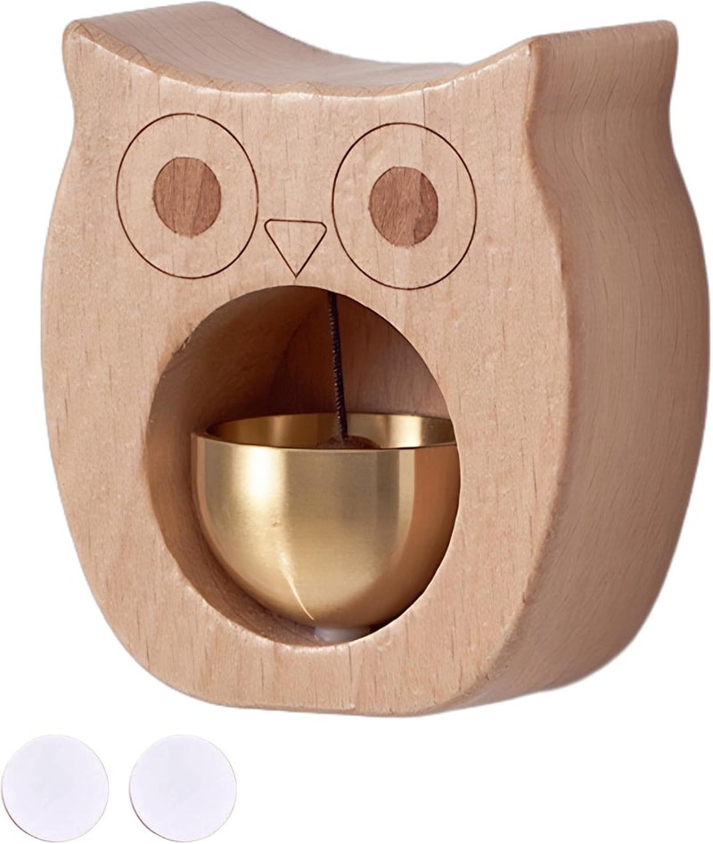 BovcTrraann Magnetic Shopkeepers Bell - Handcrafted Wooden Door Chime for Home, Garden, Porch, or Backyard, Rustic Housewarming Gift for Room or Outdoor Decor (Owl-Shaped) - Image 1